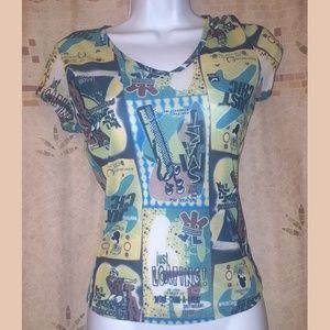 See-Thru Retro Print Top